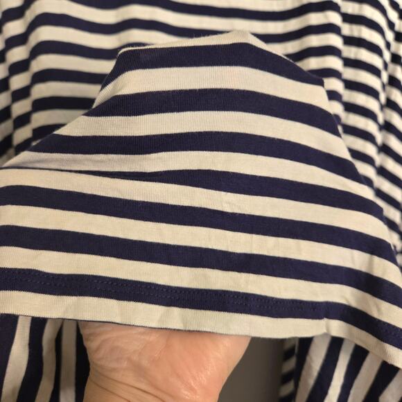 Catherines Navy + White Striped Cascade Open Front Vest Size 3X Nautical Preppy - Picture 3 of 11